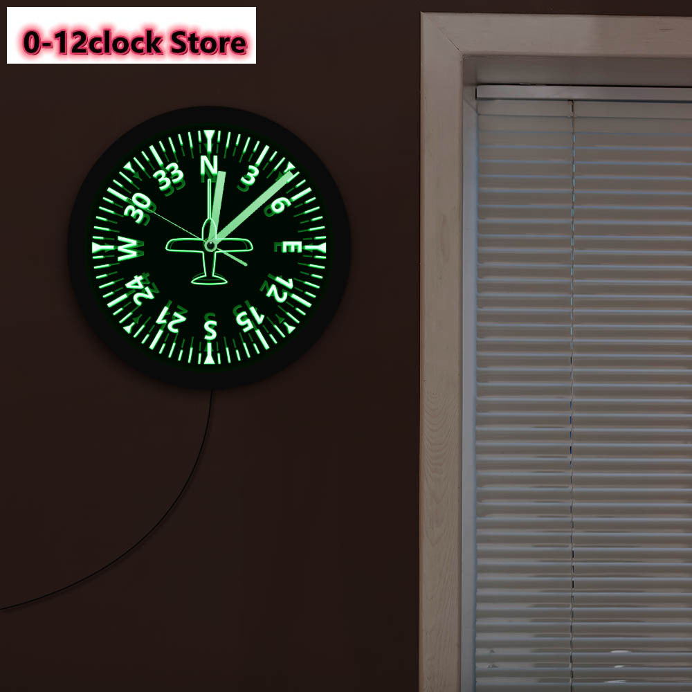 Gauges Cockpit Instruments Color Changing Aviation Pilot Clock With LED Backlight Saat Airplane Control