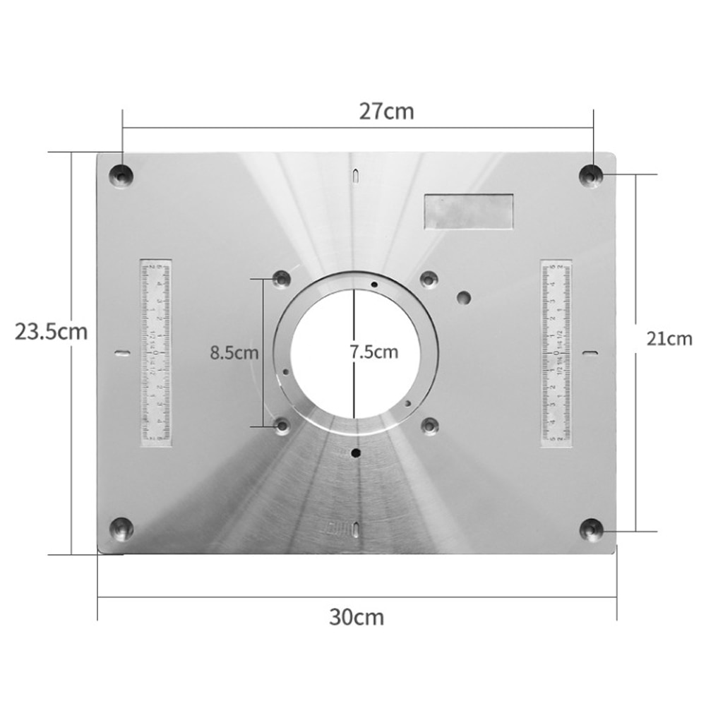 Placa de inserción de mesa para enrutador de aluminio, mesa para bancos de carpintería, enrutador, placa, herramientas de madera, fresadora, máquina de recorte