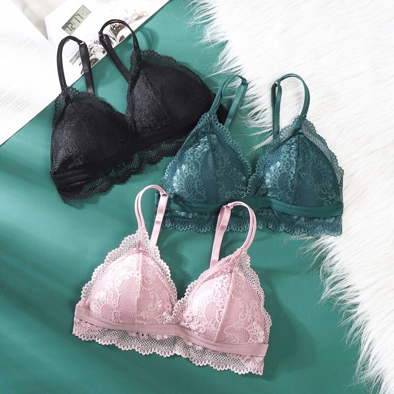 Women Sexy Lace Bras Corset Triangle Bralette топ Hollow Detachable Underwear Beauty Back Push Up Lingerie топик женский