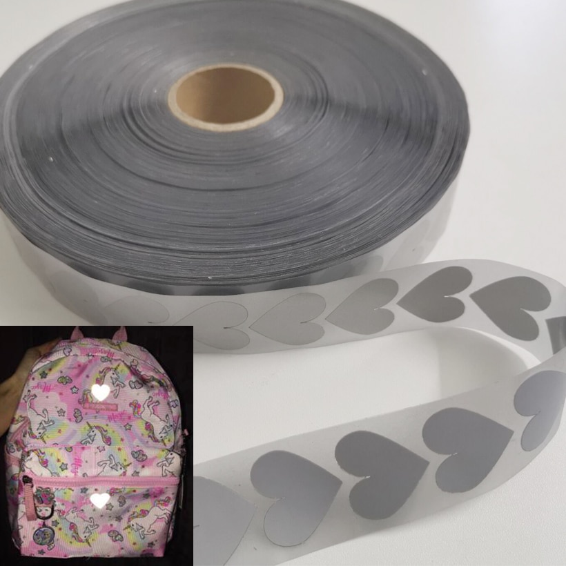 Breedte 25Mm Hoge Zichtbaarheid Zilver Reflecterende Tape Warmteoverdracht Vinyl Film Diy Stof Ijzer Op Voor Kleding