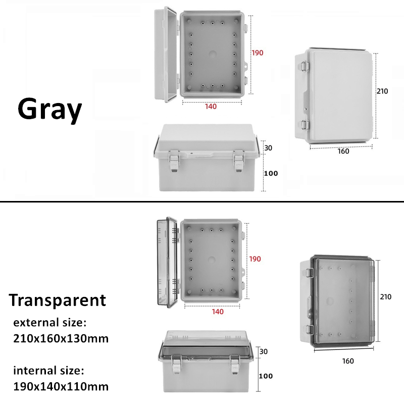 IP67 Waterproof Gray/Transparent Cover Enclosure Junction Box ABS Plastic Outdoor Electronic Instrument Hinge Case Fast: 3XL / Yellow