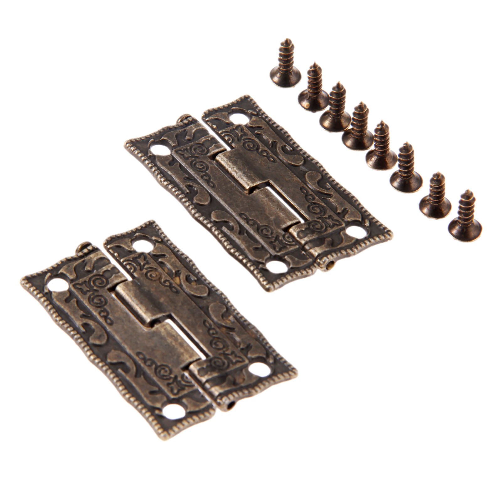2Pcs Antique Bronze Hinges Cabinet Door Drawer Decorative Mini Hinge For Jewelry Wooden Box Furniture Hardware 35*23mm