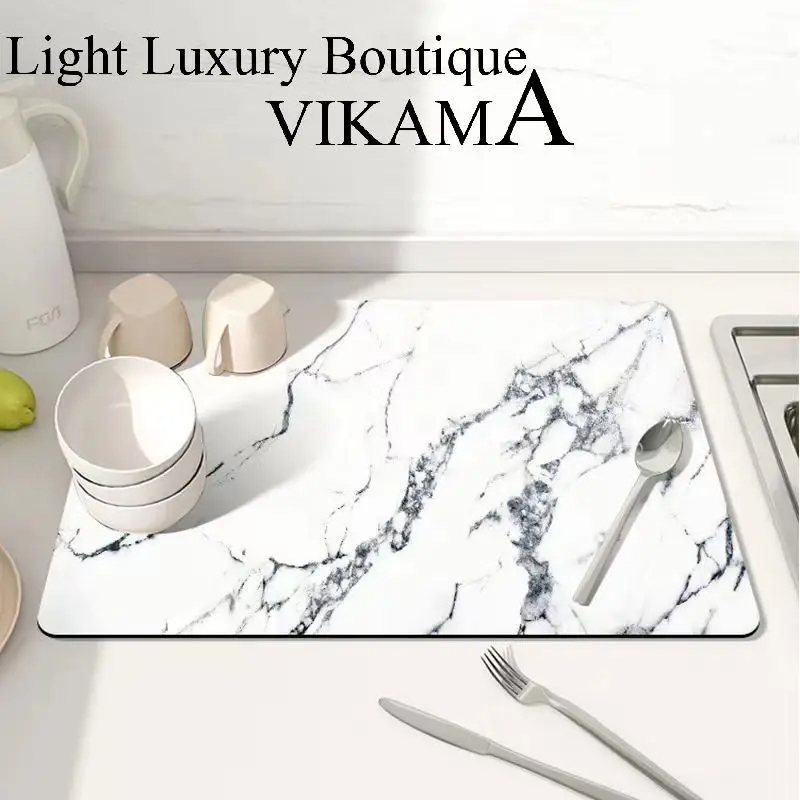 Vikama pvc kjøkkenavrenningsmatter, diatomittabsorberende sklisikre matter, oppvaskmatter til bord, isolerte matter til kaffemaskin: 800 mmx 800mm / Lilla