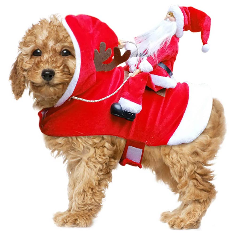 Christmas Dog Santa Claus Cosplay Costume Big Dog Puppy Christmas Doll Santa Costumes Pet Clothes For Riding Clothing Set S-XL