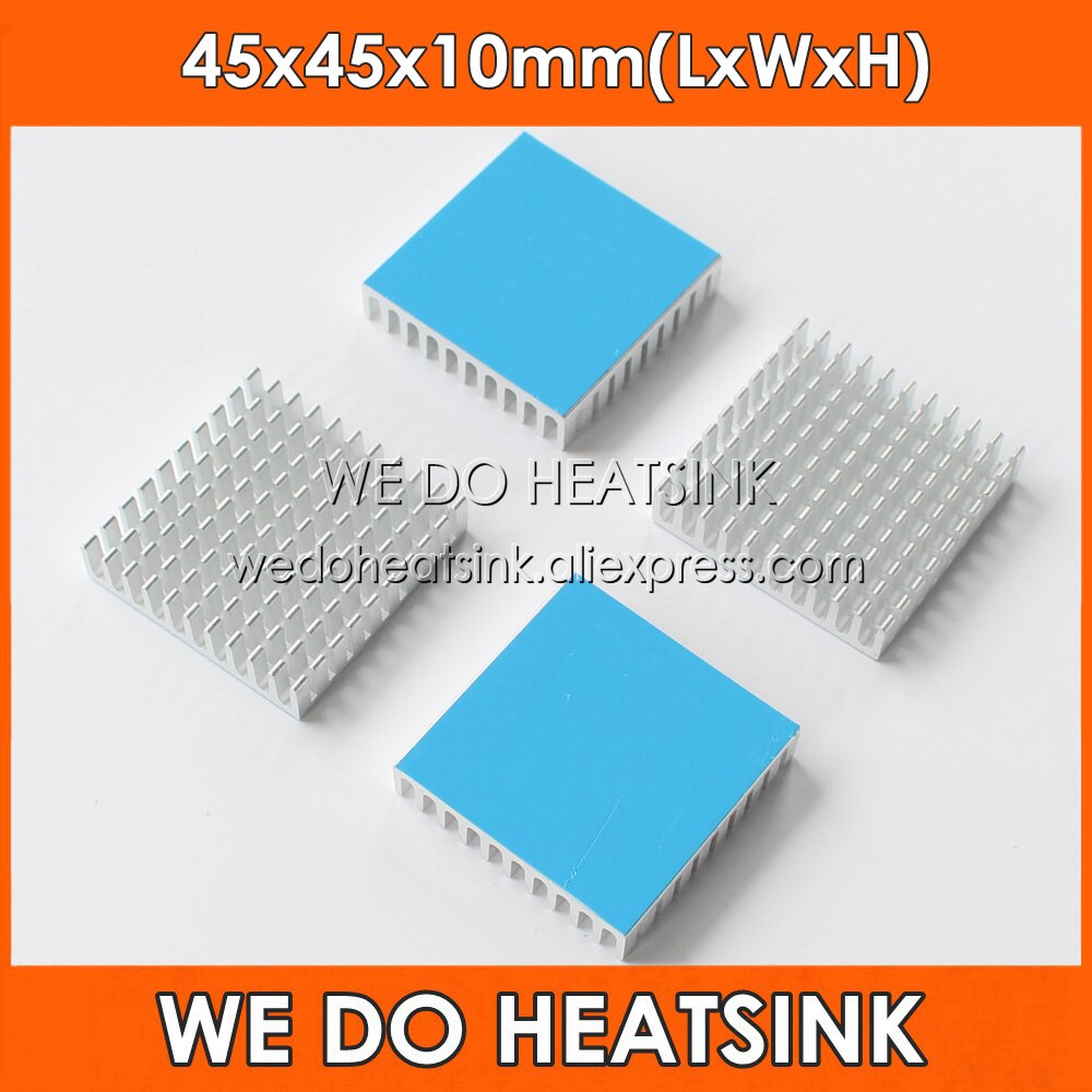 WE DO HEATSINK 2pcs DIY 45x45x10mm Heatsink Cooling Aluminum Heat Sink Radiator Cooler for LED With Blue Thermal Tape On