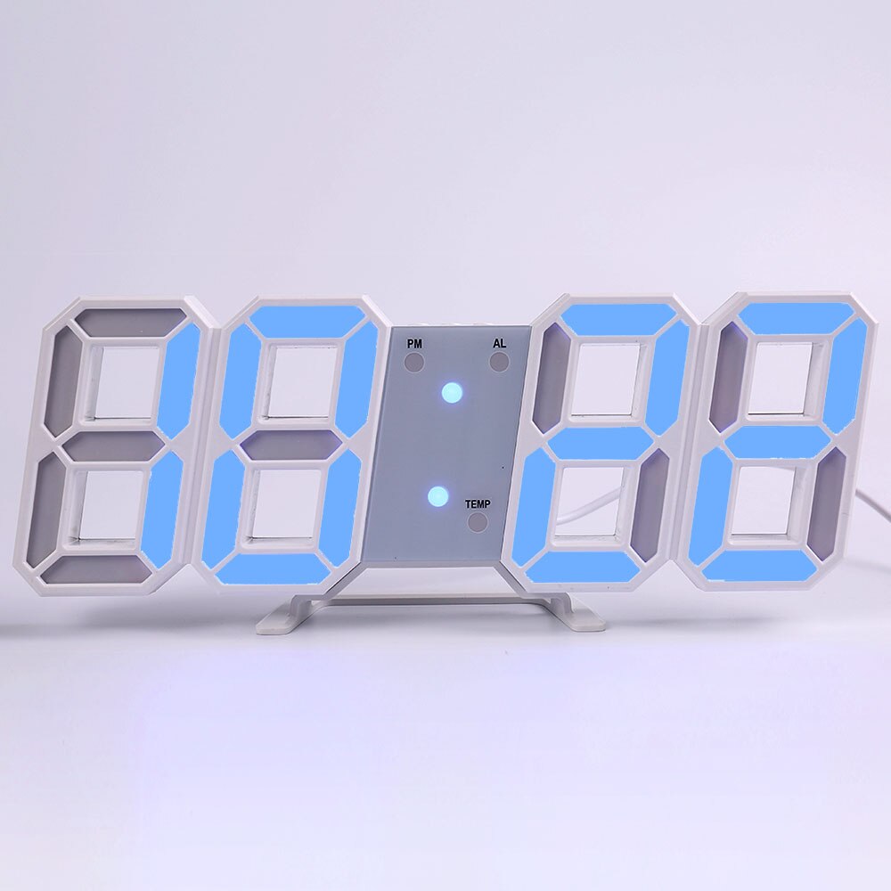 Wall Clock Watch Clock 3D Led Digital Modern Living Room Decor Table Alarm Nightlight Luminous Desktop: wall clock l