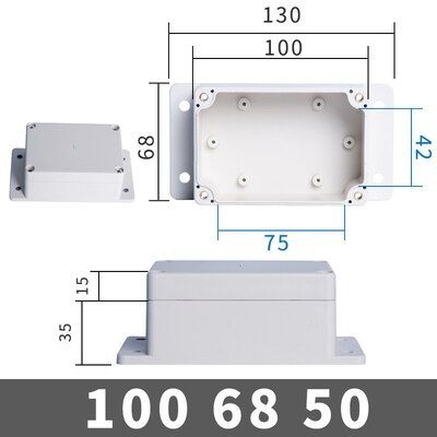 IP68 Waterproof Enclosure Plastic Box Electronic Project Outdoor Instrument Electrical Project Box Junction Housing with ears: 100-68-50