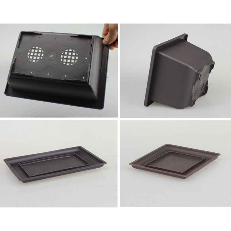 High Garden Pots Flower Planters Pot Imitation Balcony Square Pots Flower Bonsai Bowl Planter Rectangle Bonsai