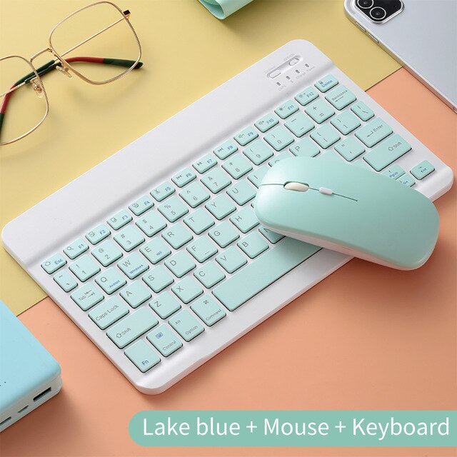 For iPad Teclado Bluetooth Keyboard Mute Wireless Mouse For Xiaomi Samsung Huawei Tablet Phone Android IOS Windows: Green K M