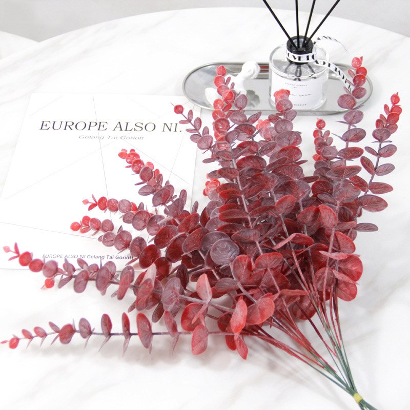 1 Piece Simulation Eucalipto Single Artificial Eucalyptus Leaf Artificial Plants For Wedding Shooting Prop Home Decoration