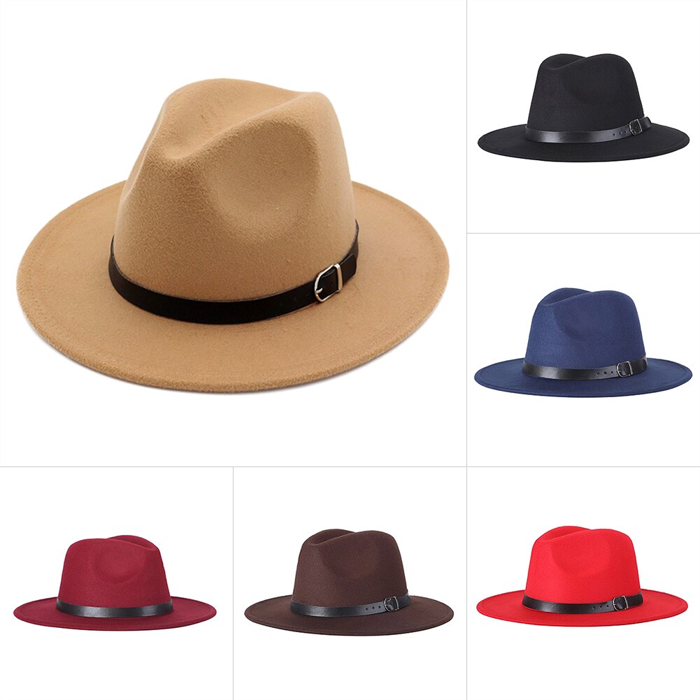 Filt fedora hat bred rand floppy sol hat panama cowboy hat til strand kirke unisex & t8