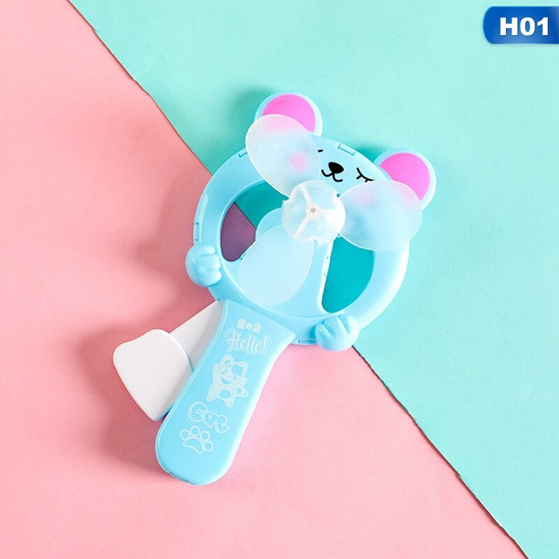1PC Kids Mini Portable Cartoon Cubs Hand Pressure Fan Page Manual Handheld Summer Mini Cooling Air Conditioner for Children: 1