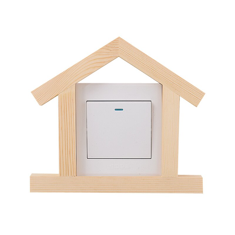 Small House Solid Wood Switch Sticker Protective Case Log Belt Hook Retro Home Decoration Wall Socket Light Switch Sticker: without hooks