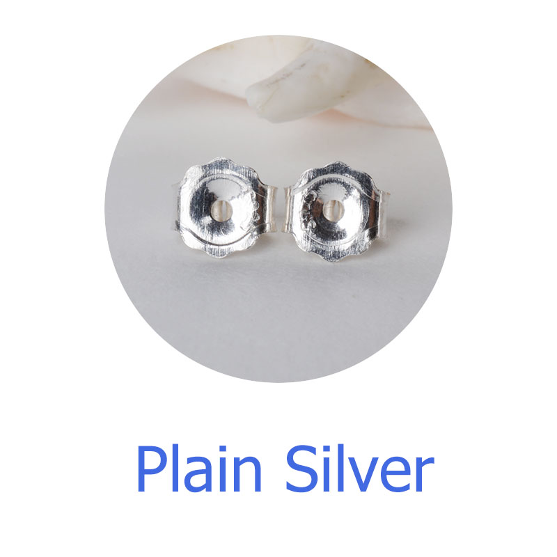 earnut,5.6mm solid 925 sterling silver earring backs friction butterfly back stopper plug ,1pair: Plain Silver