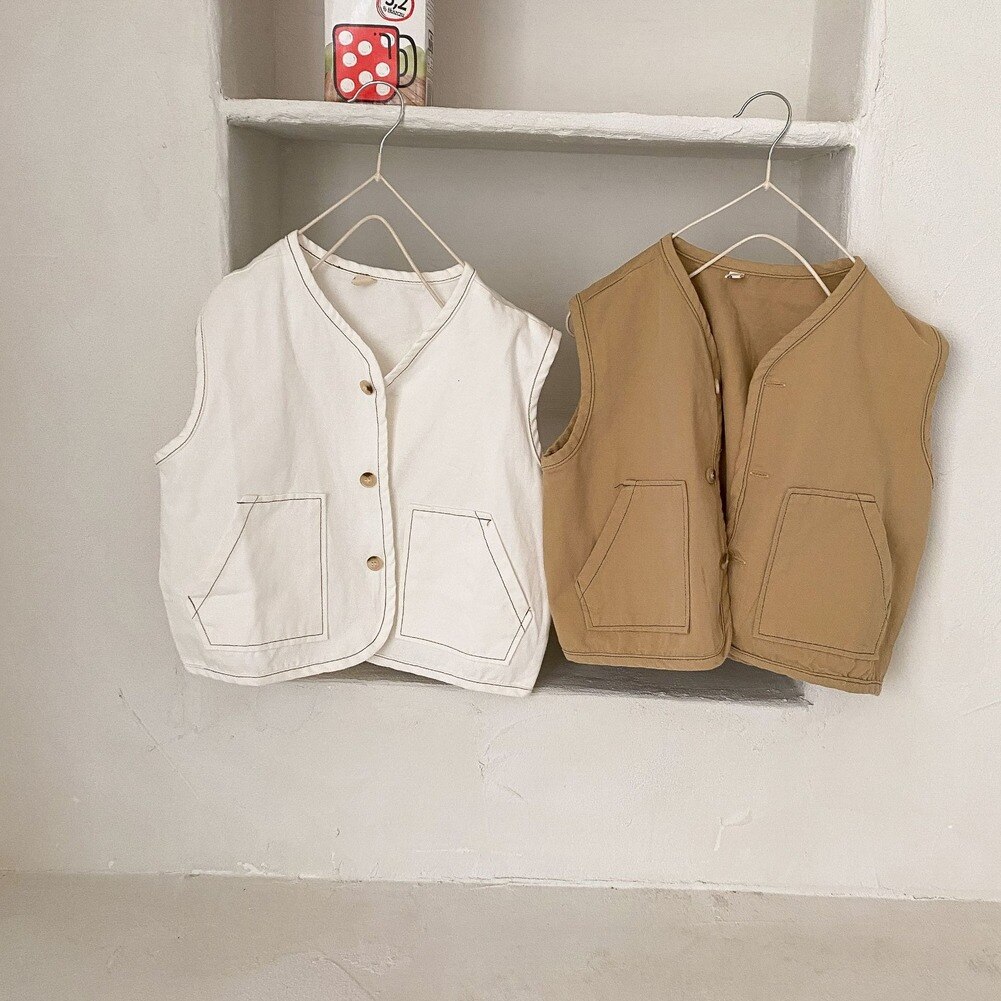 Chaleco de herramientas coreano para niños y niñas, holgado, japonés, informal, 2-6 años, Primavera,