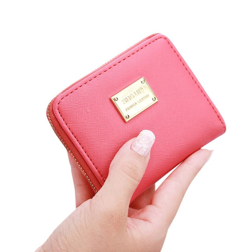Transer damer kort sort berømte kvinder læder lille tegnebog kortholder lynlås mønt pung kobling solid  z21 25: Vandmelon rød