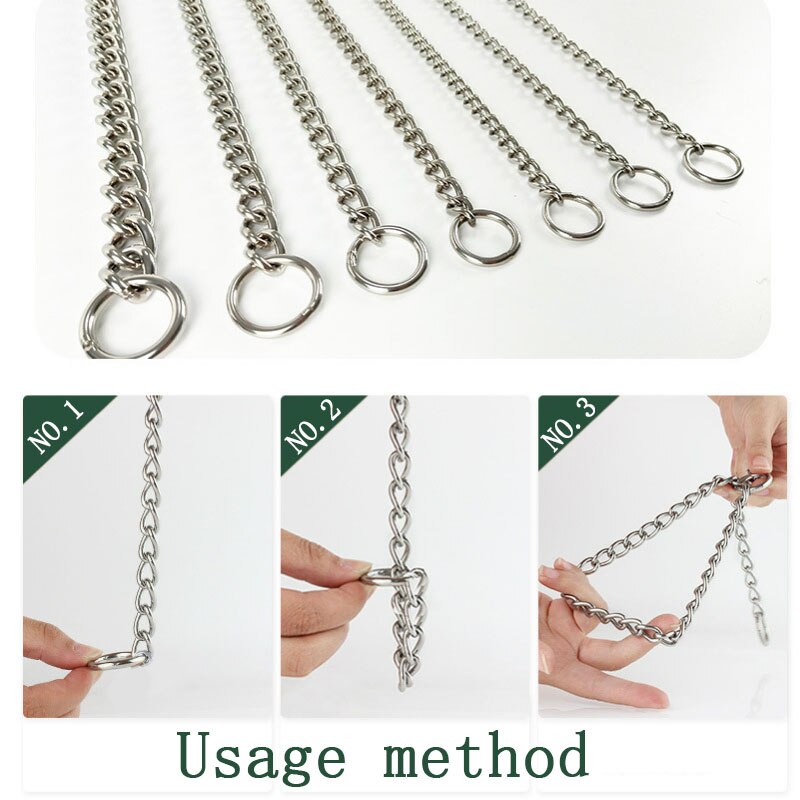 Pet supplies stainless steel chain dog training choke, suitable for small and medium-sized large dogs chrome-plated metal