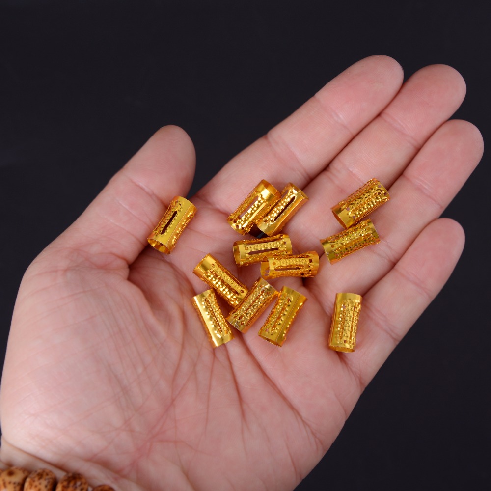 34 unids/pack chapados en oro trenza de cabello pavor cuentas rastas ajustables trenzas brazalete Clip de 8MM agujero anillo Micro Bead DIY peinado