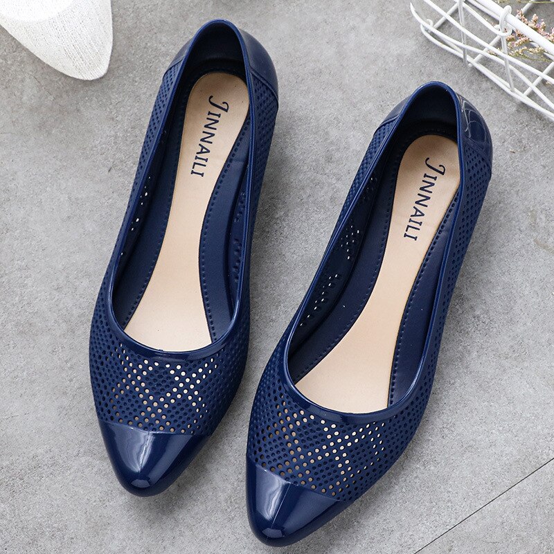 Vrouwen Sandalen Mesh Dames Pompen Vrouwen Schoenen Ademende Slip Vrouwelijke Lage Hakken Hollow Out Zomer Sandalen Pu Mode: blue / 37