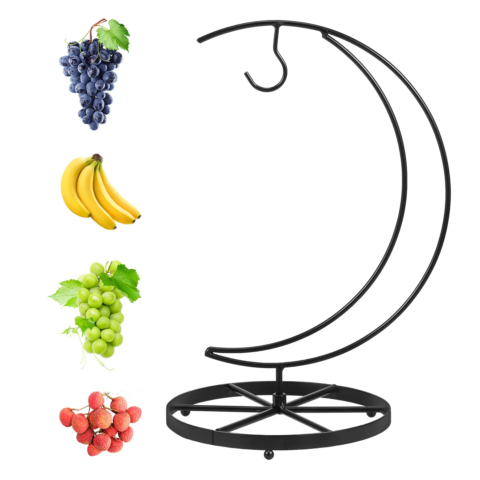 Estante de almacenamiento de plátano, soporte estable para plátano con gancho, colgador de Metal a prueba de herrumbre, soporte multifuncional para frutas, accesorios de cocina para el hogar: Verde claro
