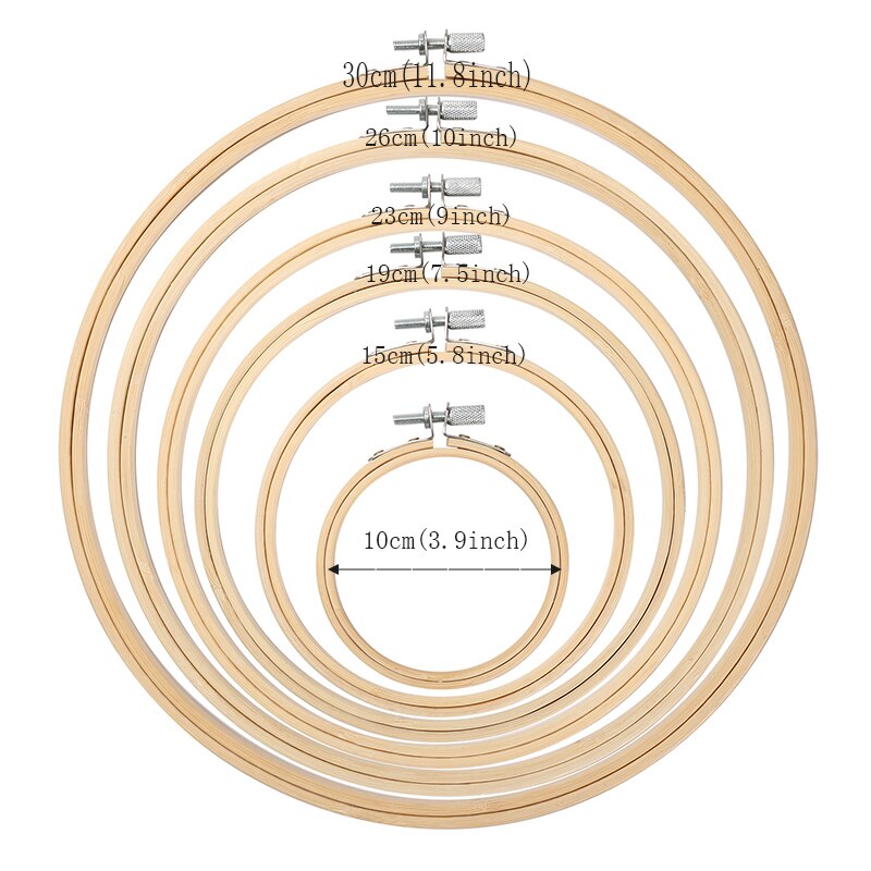 8 Pieces Embroidery Hoop Set Bamboo Circle Cross Stitch Hoop Ring 3.9 inch to 14 inch for Embroidery and Cross Stitch: 6pcs(10-30cm)