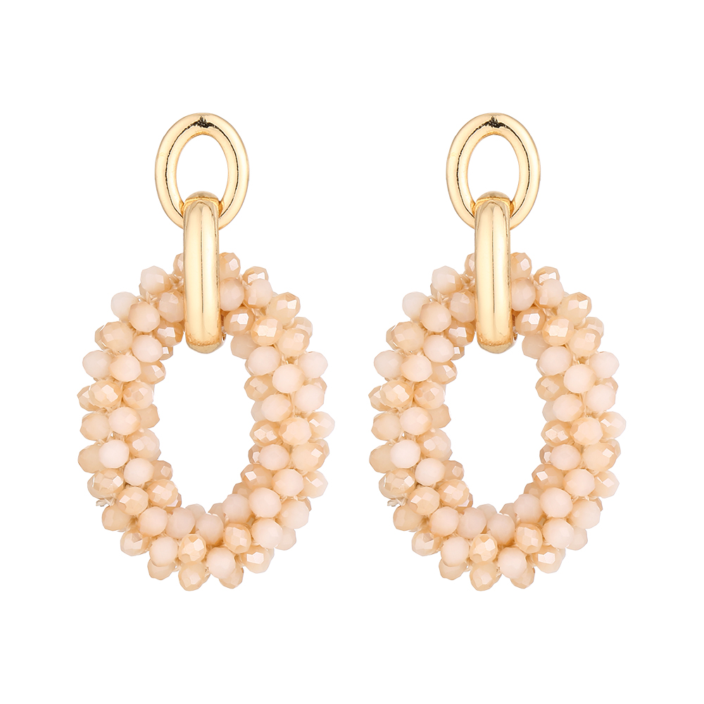 INKDEW pendientes de gota ovalados cadena oreja pendientes de cuentas de cristal hechos a mano para mujer joyería pendientes largos grandes joyería de EA070