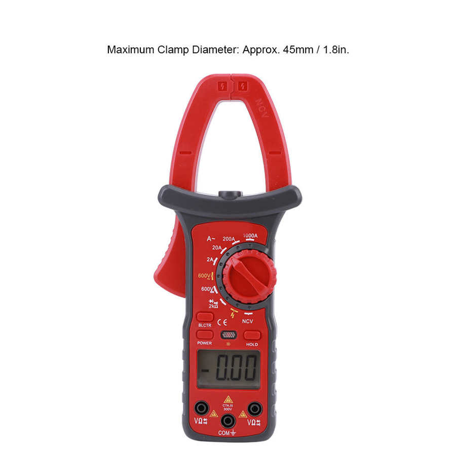 Digital Clamp Multimeter Accurate Ammeter Meter Electrician Repair Tool AC 1000A 9V