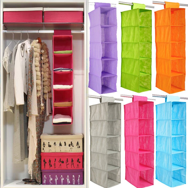 5 hylde tøj hængende arrangører bukser arrangører holder garderobe sektion opbevaring skab arrangør sko tøj tøj