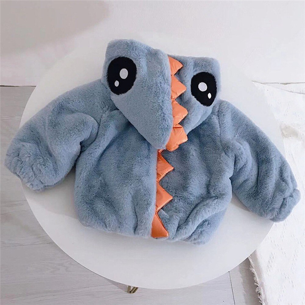 Casual Winter Baby Girls Boys Coat Kids Infants Velvet Hooded Outwear Children Cartoon Thicken Coats Casacos S11873