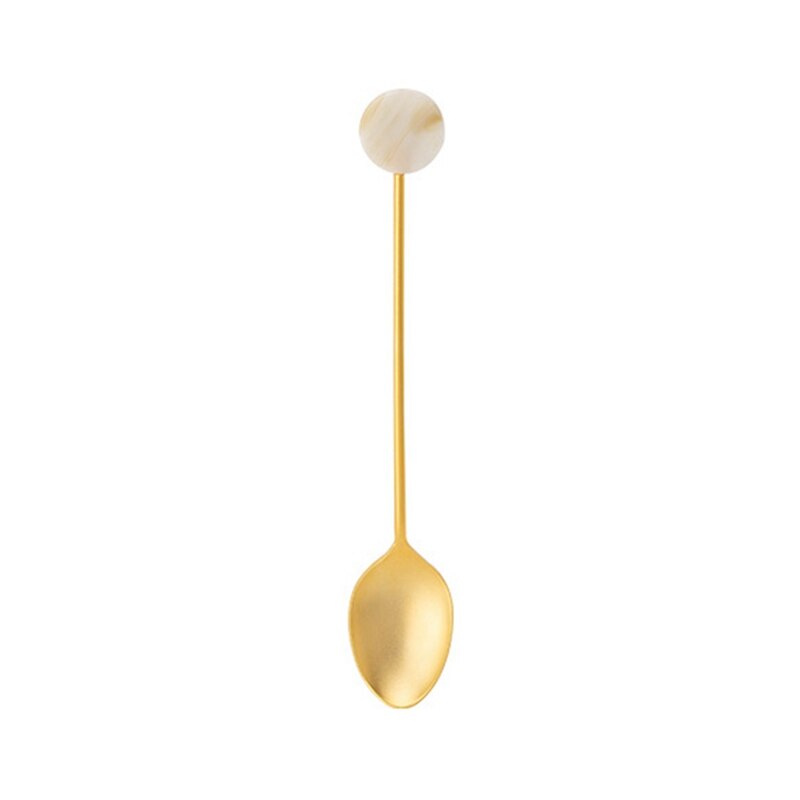 Stainless Steel Coffee Small Stirring Spoon Simple Acrylic Gold-plated Geometric Shape Dessert Spoon: W4