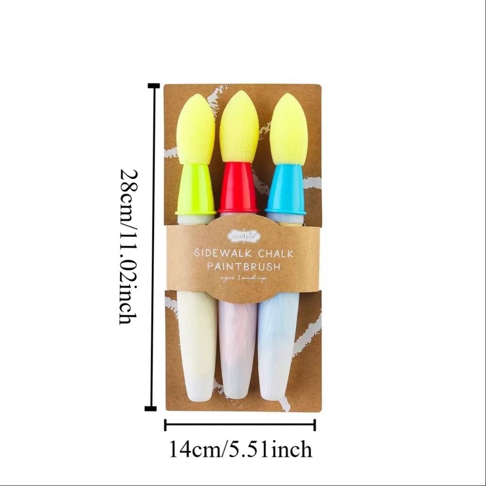 Sponge Head Brush Sidewalk Chalk Paint Brush Set Comfort Thick Handle Pedestrian Children's Brush Set