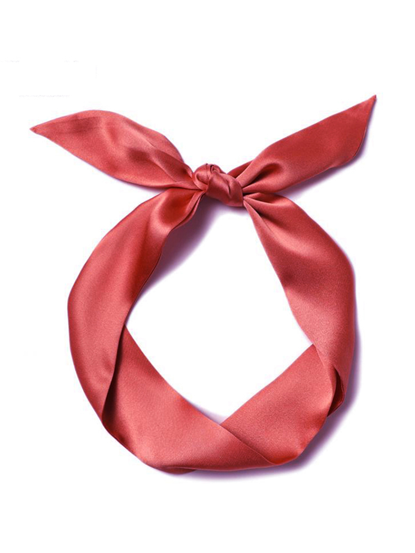 Mulher lenço de seda magro longo tira de cabelo fita de seda pequeno pescoço cachecóis saco alça fita lenço senhoras gravata 4cm * 90cm: Coral Vermelho