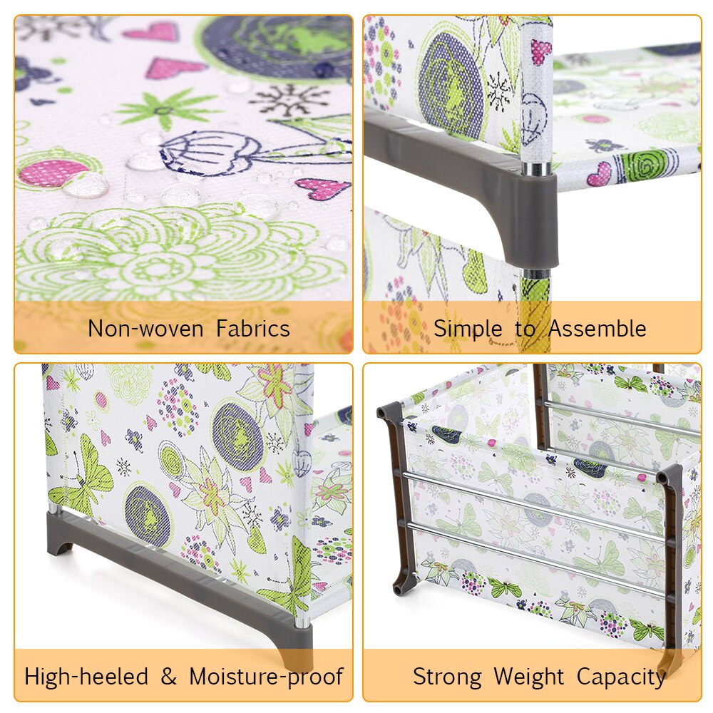 5-Shelf Kids Book Shelf Simple Non woven Fabric Folding Stand up Bookshelves Furniture Home Decoration Shelf Saving Space