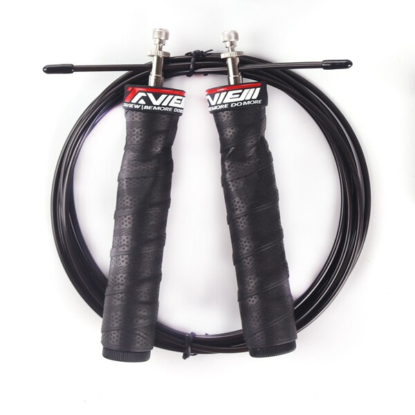 Cuerdas de salto pesadas Crossfit saltar velocidad cuerda con rodamientos de bolas de Cable de velocidad Extra Mango antideslizante para doble unders: Black A
