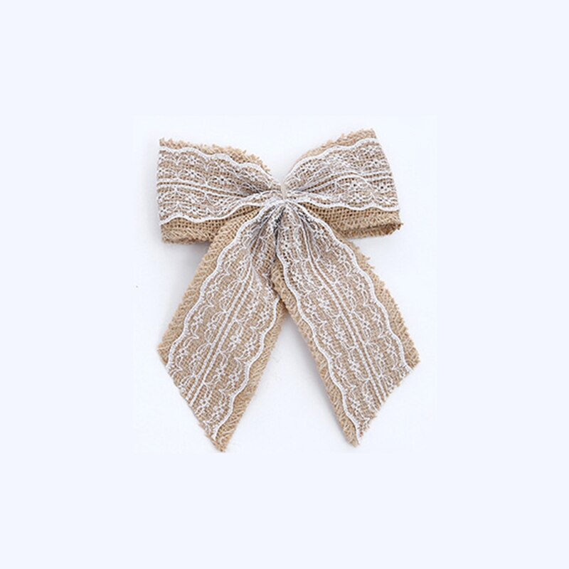 Blanco lazo de flores yute arpillera lazos lazo cinta de encaje para Navidad Año caja decoración de San Valentín envoltura de