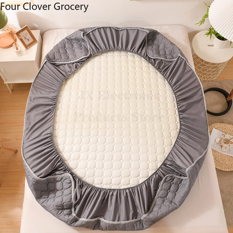 Optics-Drap-housse élastique matelassé pour lit double, housse de matelas douce et respirante, housse en lin avec poche profonde