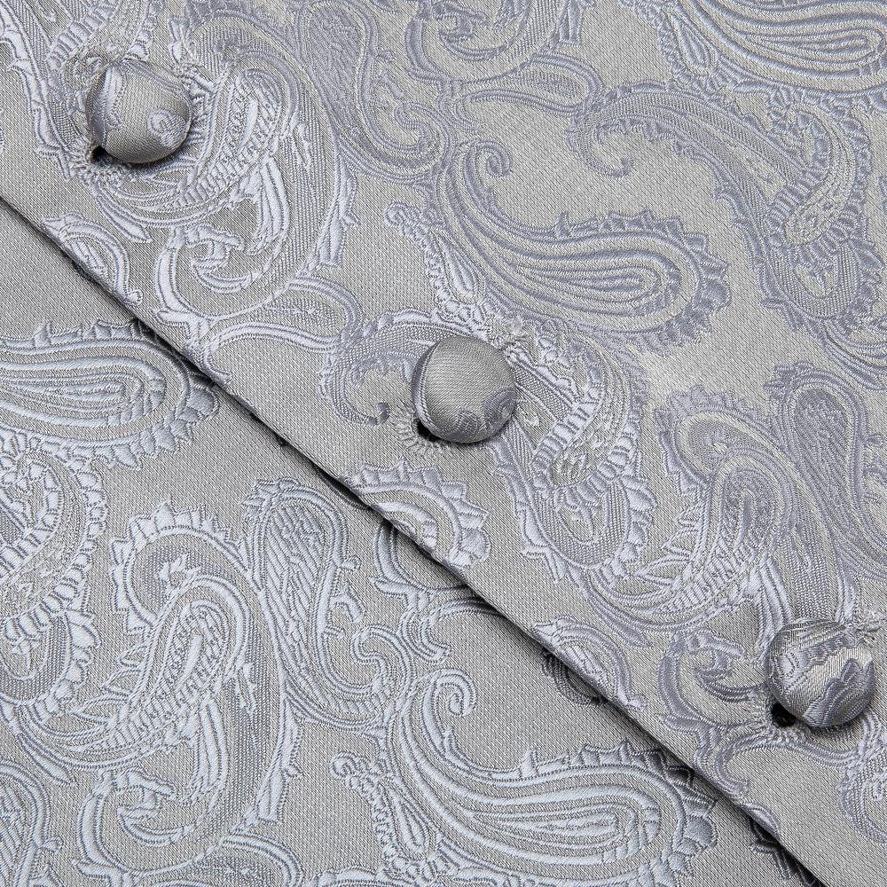 Prata paisley seda terno colete conjunto gravata borboleta casamento formal smoking colete sem mangas jaqueta colete bolso quadrado dibangu