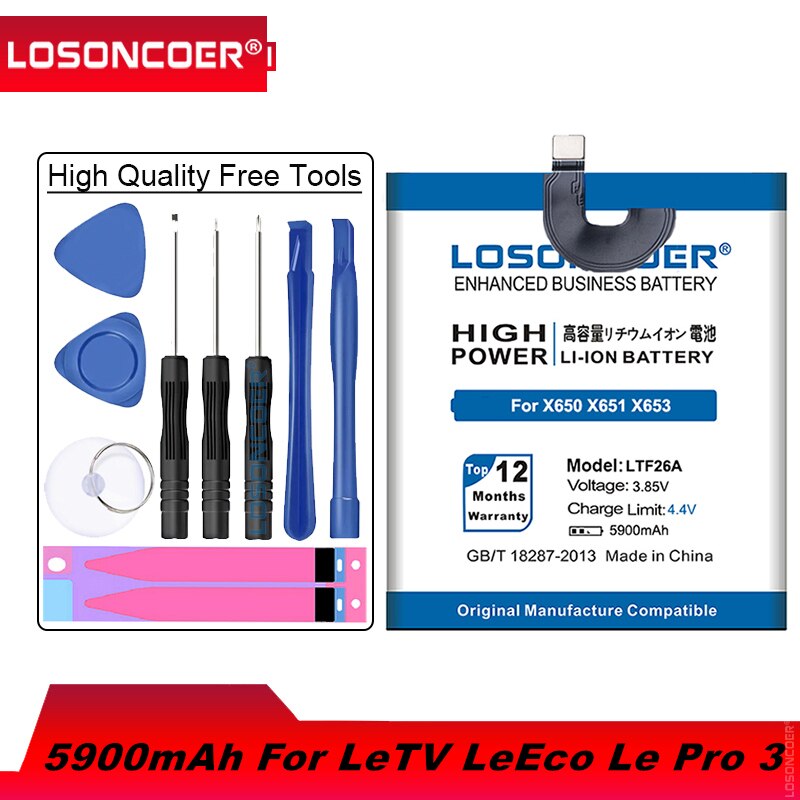 Batterie 6300mAh pour LeEco Letv Le MAX 2 X821 X820 X822 1 Max X900 Pro 3 X650 X728 X720 X722, LTF26A LTF23A LTF21A LTH21A