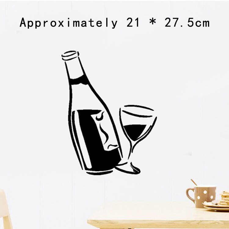 Kichen Wine Shaped Wall Sticker Bar Pub Home Wine Wall Art Decor, Drink Wine Vinyl Decal With Wine Glass Sticker