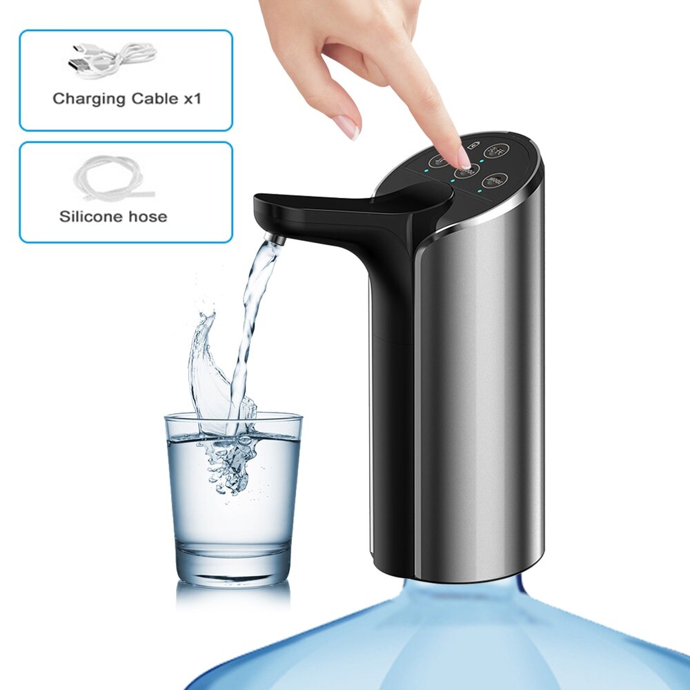 Household Automatic Electric Water Pump Button Dispenser Gallon Bottle Drinking Switch For Water Pumping Device 3 Gears1: sliver