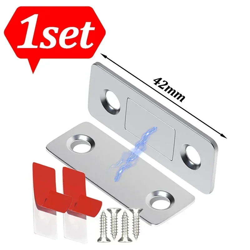 Strong Magnetic Cabinet Catches Ultra-Thin Door Magnets Stops Invisible Adhesive Drawer Magnet Catch for Kitchen Closet Closer: Nickel