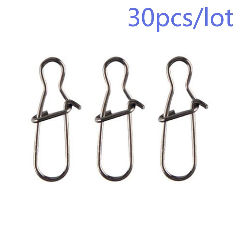 30Pcs/Lot Stainless Steel Hook Fast Clip Lock Snap Swivel Fishing Solid Rings Safety Snaps Fishing Hook Connector Fishing Tackle