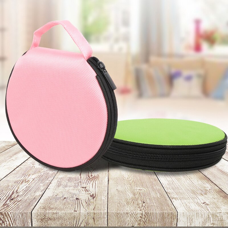 Portable CD DVD Case 20 Capacity Storage Bag Round Holder With Zipper
