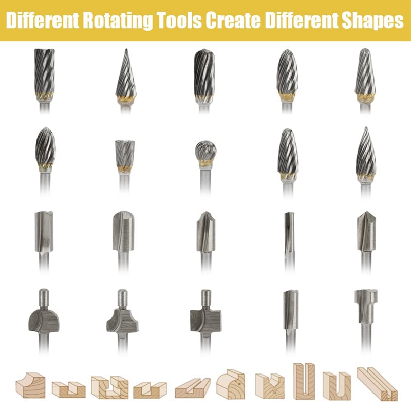 20-Piece Tungsten Carbide Rotary Burr Set - 1/8 Shank For Dremel & Rotary Tools, Grinding & Carving
