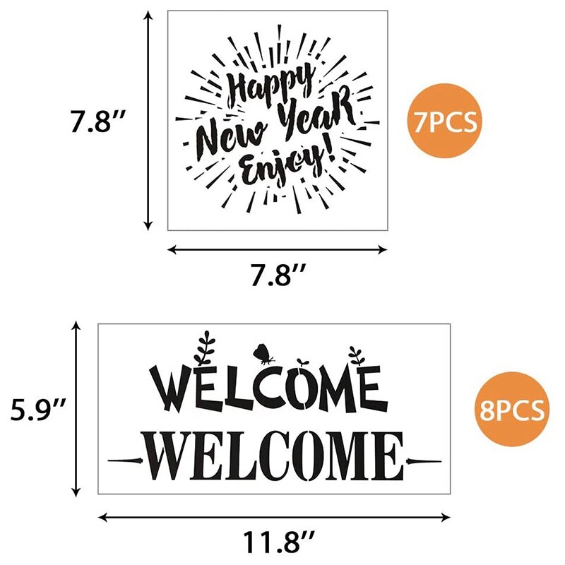 15 Pcs Stencils for Outdoor Painting, Stencils for Painting on Wood Stenclis for Planner Graffiti Card DIY Drawing