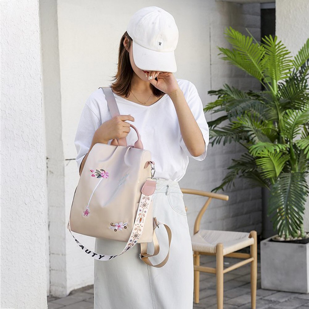 draussen Einkaufen Mithelfer Liefert Frauen Rucksack Blume Stickerei Schulter Schule Taschen Anti-diebstahl Reise Bagpack
