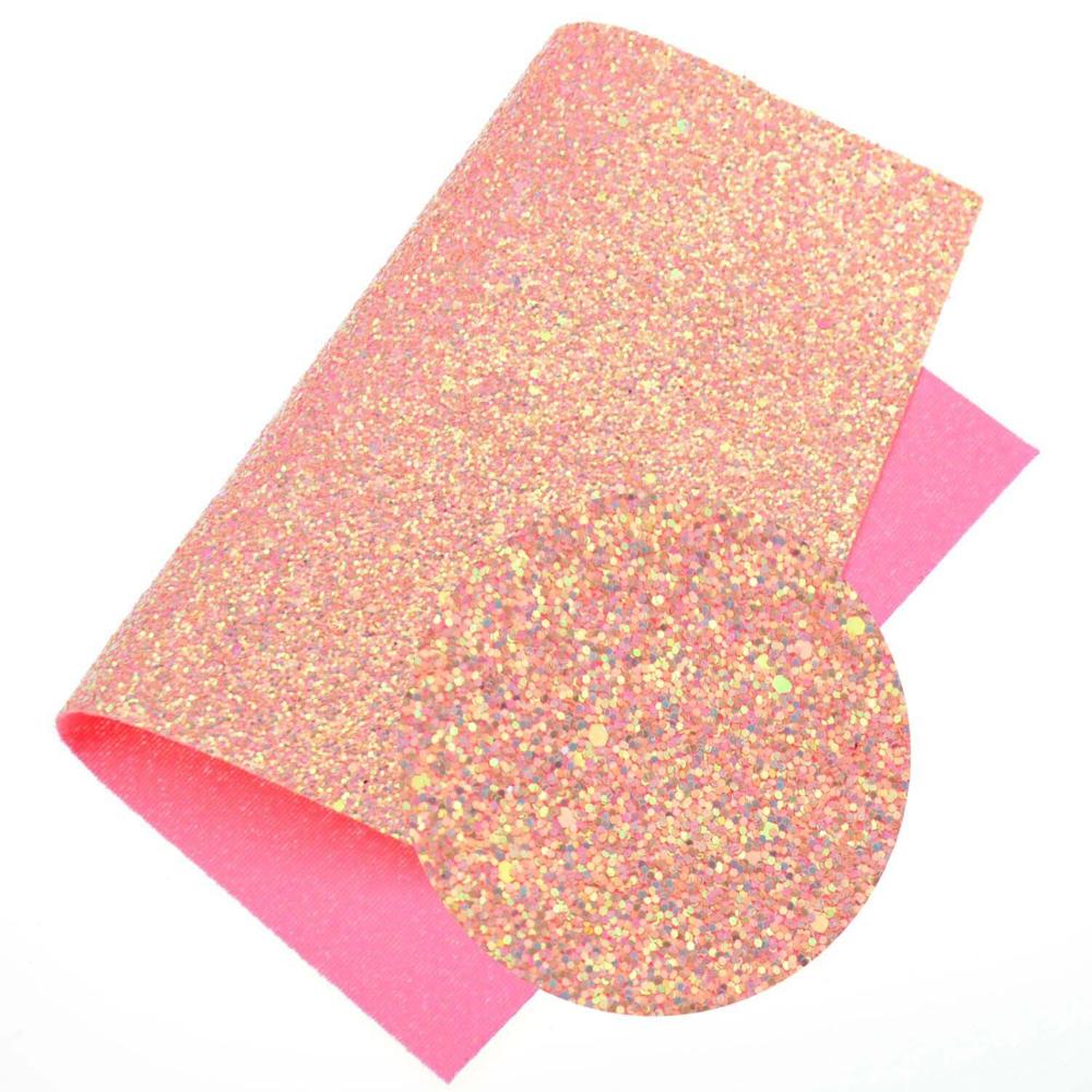 22*30cm A4 Chunky Glitter Synthetisch Leer Stof Glanzende Boog Stof DIY Accessoires Stof Handgemaakte Ambachten Patchwork Materiaal: Pink