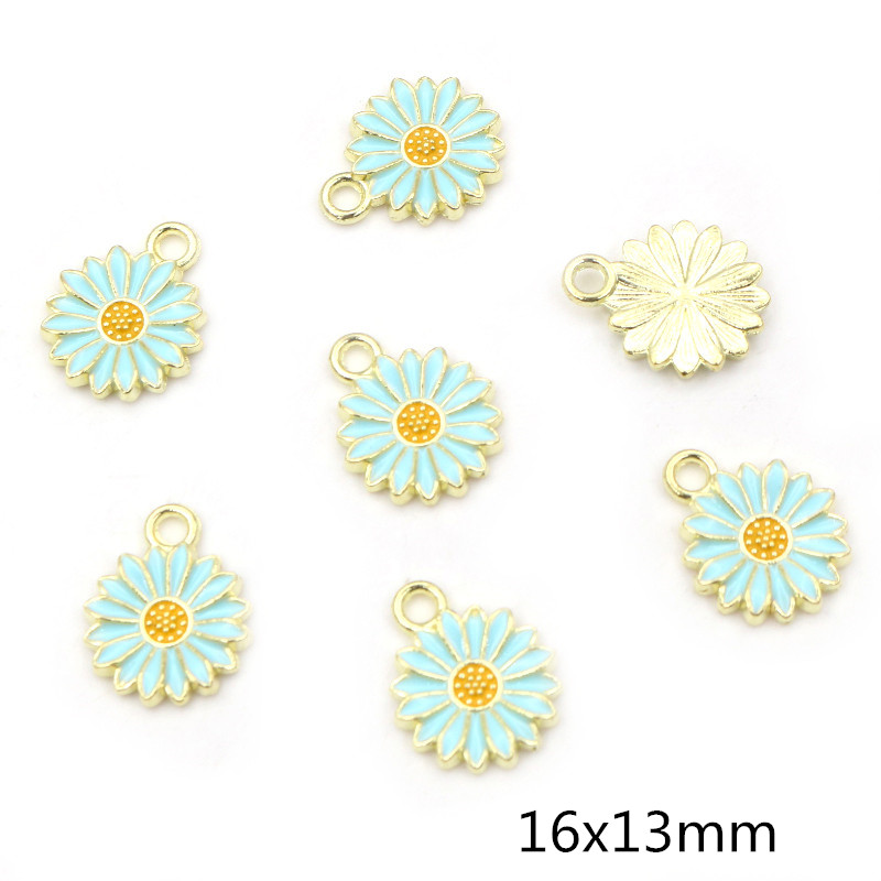 20Pcs 7-Kleuren Legering Metal Olie Colorblock Madeliefjes Charme Bloem Hanger Voor Diy Armband Ketting Sieraden Maken bevindingen: Antique Copper Plated