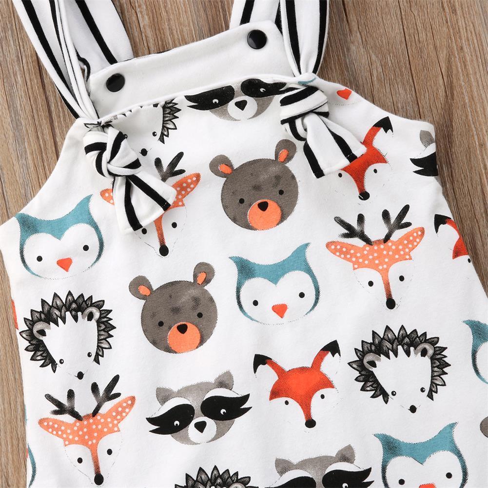 Zomer Pasgeboren Baby Meisje Jongens Strappy Romper Jumpsuit Bodysuit Mouwloze Kleding Cartoon Dieren Print Sunsuit