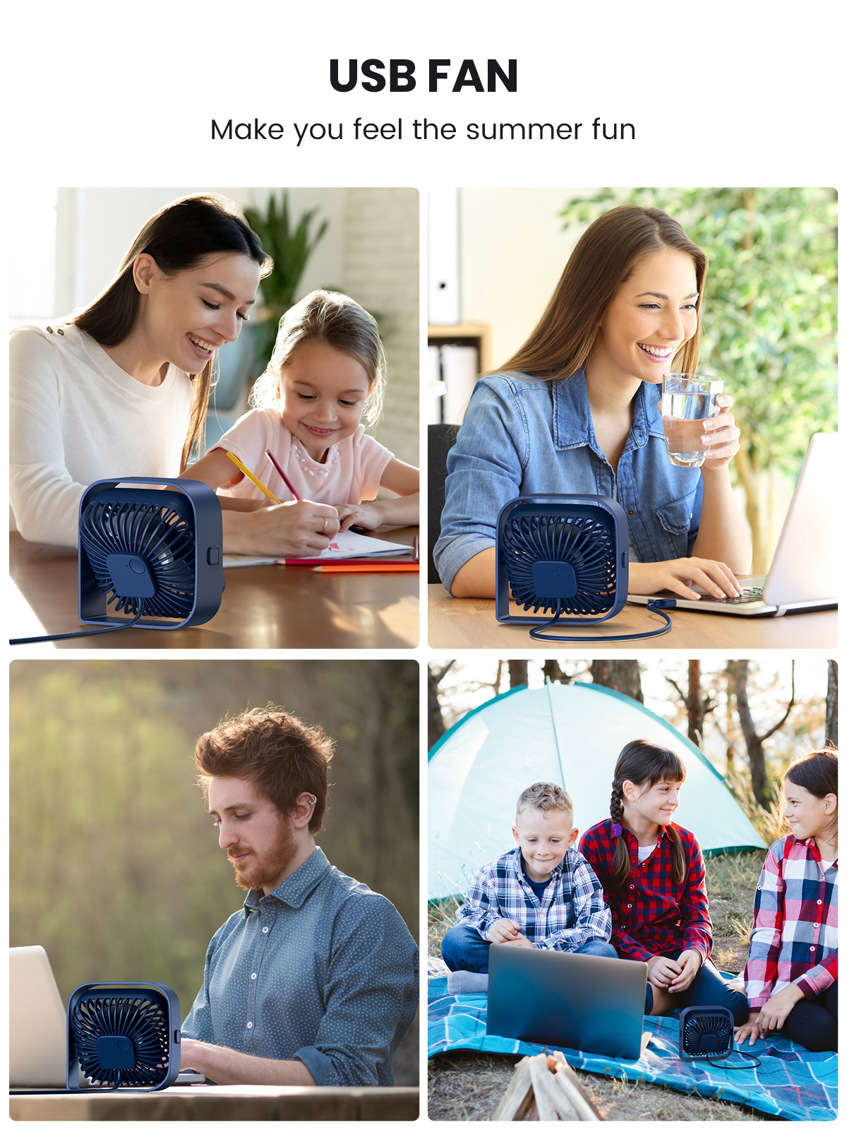 Topk mini bärbar fläkt usb skrivbordsfläkt bord starkt luftflöde och tyst drift 3 hastigheter vind 360 ° roterbara stående fläktar för rum hem